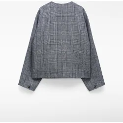 Chaqueta de mujer recta de cuadros