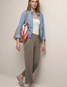 High Waist Wide Leg Hose im Loose Fit female Braun