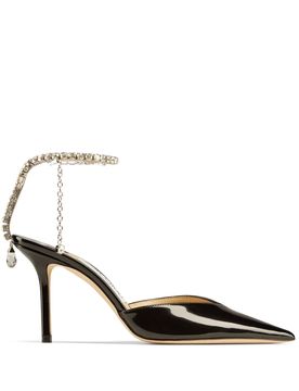 Sophisticated Pointed Toe Heels with Crystal Chain Embellishment - 85mm