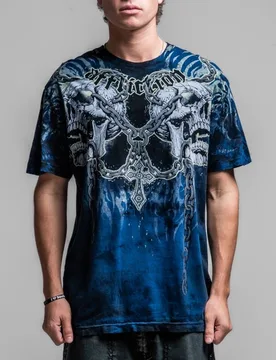 T-Shirt - Decimation S/S Tee - XL bis XXL - für Männer - Größe XXL - dunkelblau - Männer - male - Affliction - FashionsVida