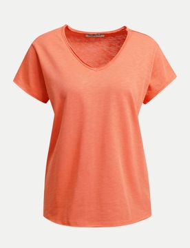 T-Shirt mit V-Ausschnitt Orange L