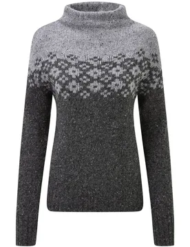 Mandari Mock Neck Damen Rollkragenpullover, grau XL - Sherpa - FashionsVida