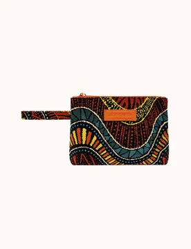 Pochette mare piccola in polycanvas stampato con fantasia etnica e manico da polso - 4giveness - FashionsVida