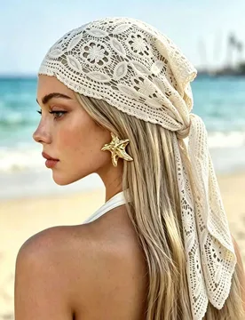 Pieza Conjunto de pañuelo floral de encaje para mujer, ligero y transpirable, adecuado para playa, casual, fiesta y ocasiones formales - Shein - FashionsVida