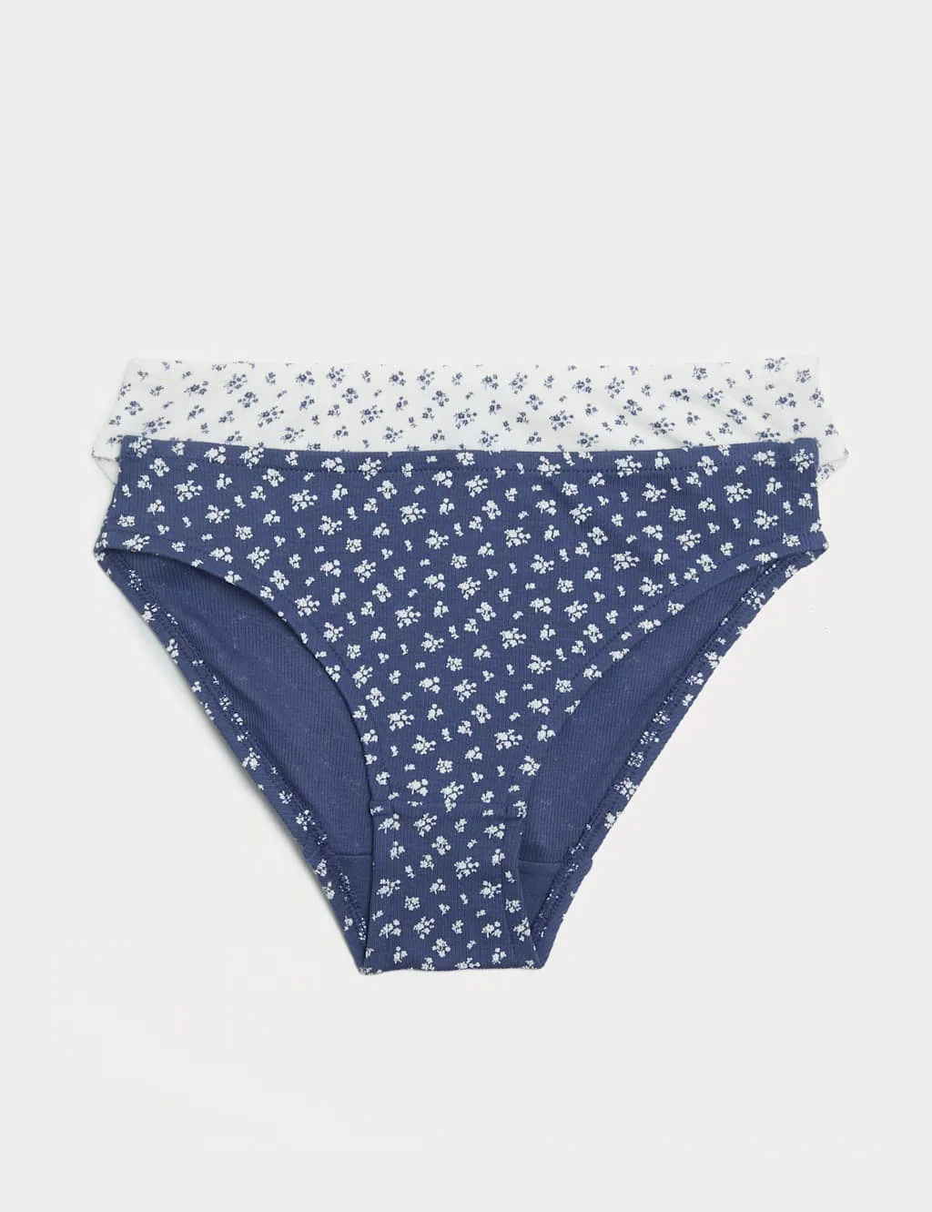 Pack Cotton with Stretch Floral Knickers (7-16 Yrs) Navy Mix female - M&S - FashionsVida