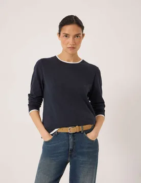 Pure Cotton Double Layer Top Navy female - hush - FashionsVida