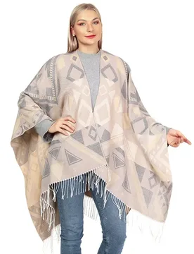 Autumn Winter Geometric Pattern Knitted Tassels Shawl Women Warm Imitation Cashmere Poncho Lady Capes Navy Cloaks - Aliexpress - FashionsVida