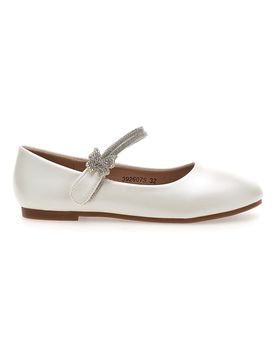 Ballerine bianche con cinturino glitter a cuore 392607S 32