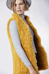 Hand Knitted Faux Fur Long Gilet