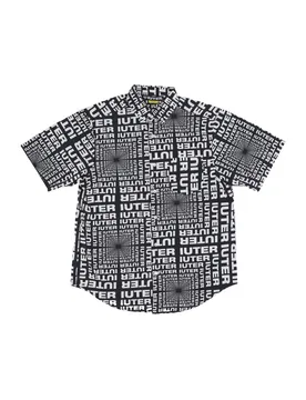 Camicia Manica Corta Uomo Optical S/s Shirt Black - IUTER - FashionsVida