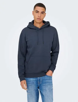 Cotton Rich Hoodie Navy male - ONLY & SONS - FashionsVida
