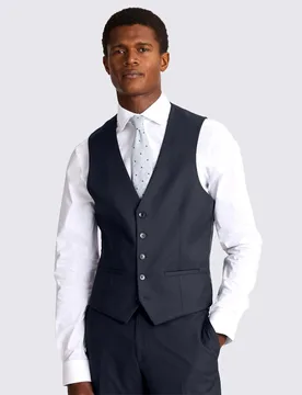 Slim Fit Stretch Waistcoat Dark Navy male - MOSS - FashionsVida