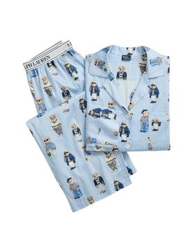 Polo Ensemble de pyjama imprimé à rayures en coton