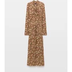 Vestido largo manga larga estampado de mujer