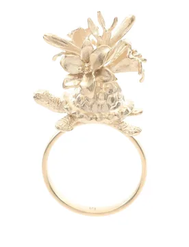 Gold Plated Turtle Flower Ring - Dior - FashionsVida