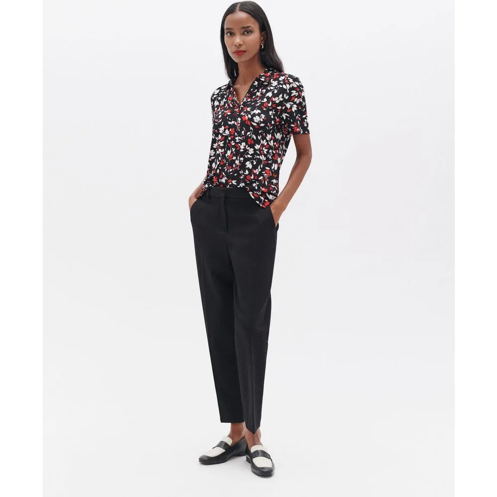 Pantalón pitillo de mujer con pinzas de corte 7-8 - Caroll - FashionsVida
