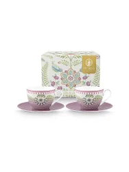 Juego de 2 tazas de capuchino con platillos LILY & LOTUS 280ml morado