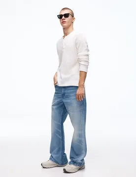 Jeans Baggy Fit Flare Fit 42 Bleu Lavé - Bershka - FashionsVida