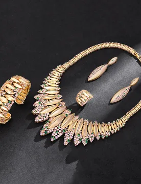 Ensemble de mariage élégant et sophistiqué, en diamants pleins, brillant et raffiné, pour des fêtes et des banquets de mariées - Aliexpress - FashionsVida