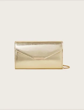 Metallic Chain Strap Clutch Bag Gold female - Monsoon - FashionsVida