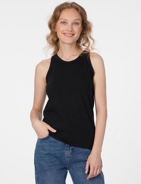 Top - JULYANA SLUB - XS bis XL - für Damen - Größe M - schwarz - Frauen - female