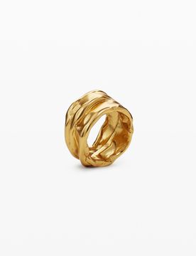 Bague ondulations plaqué or Zalio, 14
