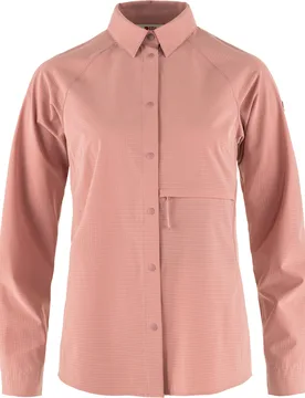 Chemise stretch en polyester recyclé - Abisko Trekking Shirt W Dusty Rose - Taille L - Fjall Raven - FashionsVida