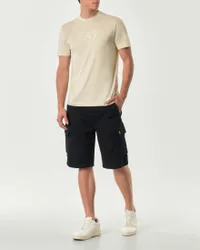 Bermuda cargo nero in gabardina di cotone stretch
