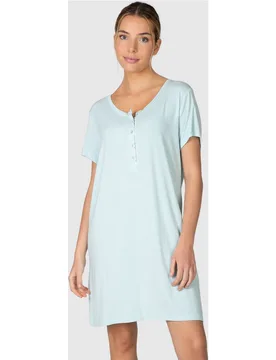 Camisón corto de mujer de manga corta con tapeta abotonada - Massana - FashionsVida