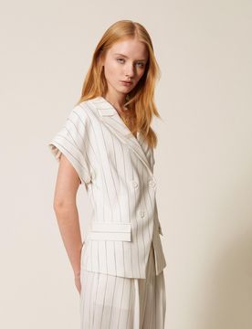 Blouson croisé rayé