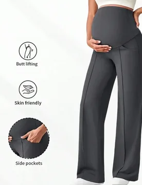 Pieza Pantalones de maternidad para mujer, con bolsillos, cintura elástica que no aprieta el vientre, bolsillos dobles convenientes para llevar artí - Shein - FashionsVida