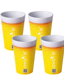 AWAVE Trinkbecher 500 ml rPET Set 4-teilig, mit Eichstrich