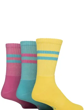 Mens 3 Pair Performance Leisure Socks Bubblegum / Marine / Lemon 7-11 Mens - Multi Coloured - Size: 7-11 Mens - SockShop - FashionsVida