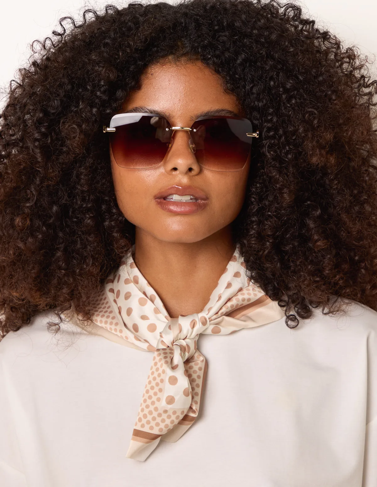 Frameless Oversized Sunglasses - ONE / BLACK - female - Blue Vanilla - FashionsVida