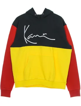 Felpa Cappuccio Uomo Signature Block Teddy Hoodie Yellow/navy/red - Karl kani - FashionsVida