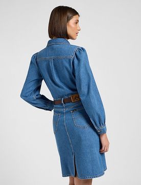 Regular Long Sve Dress Fine Blue Größe XS female