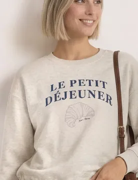 Langarm Sweatshirt mit Wording female Beige