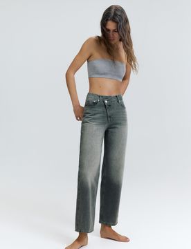 Jeans Dritti Con Vita Incrociata