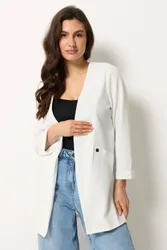 Textured Jersey Jacket - White - Size: 16