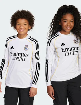 Maglia Home Long Sleeve Real Madrid 25/26 7-8A White - Adidas - FashionsVida