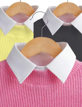 Camisa con cuello falso desmontable para mujer, camisa falsa de medio Body para niña, estilo profesional de negocios, regalo - Shein - FashionsVida