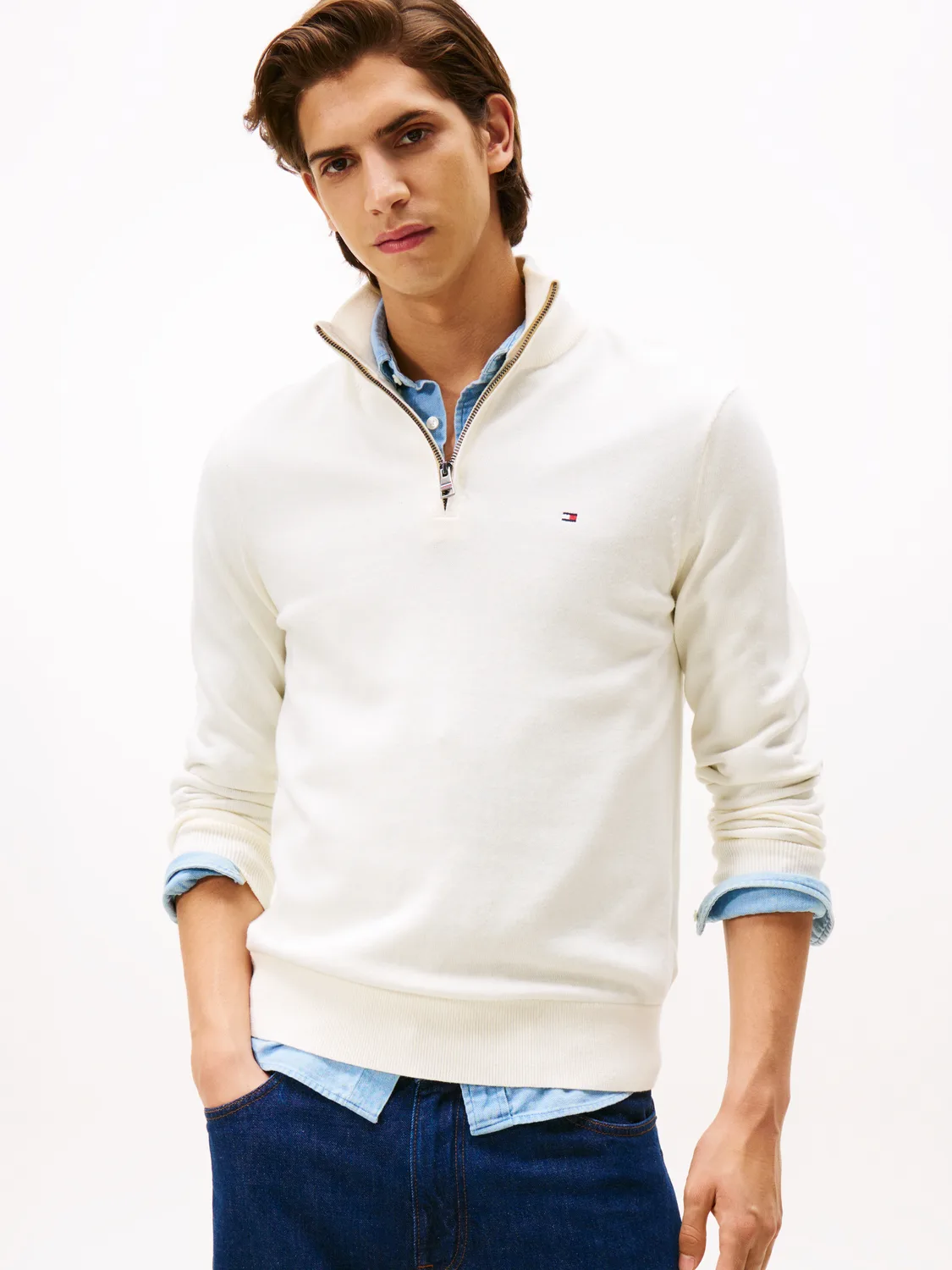 PIMA ORG CTN CASHMERE ZIP MOCK male - L - FashionsVida