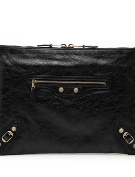 Lambskin Motocross Giant 12 Zip Around Flat Clutch - Balenciaga - FashionsVida
