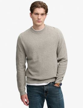 Superdry Herren Pullover mit Strukturstrick Lockerer Passform Grey - Größe: M