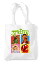 Unisex The Muppets Character Boxes Grocery Travel Reusable Tote Bag, White - White - Size: One Size