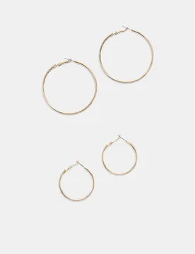 Er-Set schlichte Creolen Goldfarben OS - Stradivarius - FashionsVida
