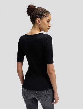 Slim Squared Neck Tee Black Größe S female