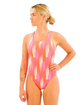 Geo Zig Swimsuit Red 2XL Women - TURBO - FashionsVida