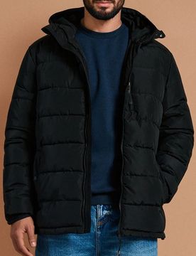 Giacca puffer con cappuccio - nero