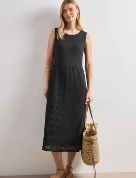 Midikleid mit Rock aus Spitze female Schwarz